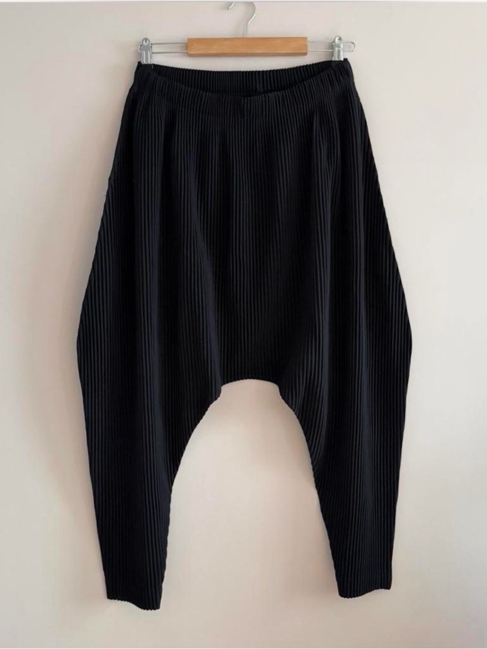 Issey Miyake Homme Plissé Dropped Crotch Pleated Pant - Black - 3